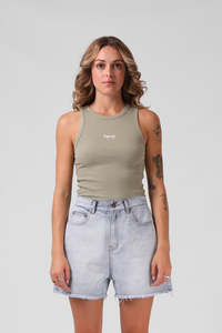 Rpm: RPM HEART RIBBED SINGLET - LIGHT OLIVE
