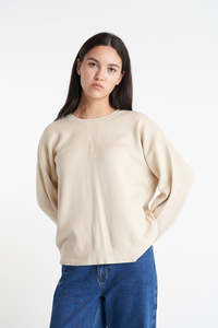 Womens Knitwear: HUFFER NEVE CREW - BIRCH MARLE