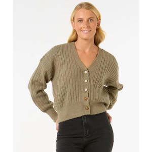 Womens Knitwear: RIP CURL AFTERGLOW CARDI - OLIVE