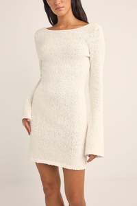 Womens Knitwear: RHYTHM ADELE OVERSIZED LONG SLEEVE KNIT TOP - WHITE