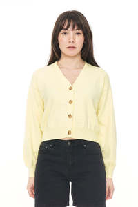 Womens Knitwear: HUFFER BIBI KNIT CARDIGAN - LIMONCELLO