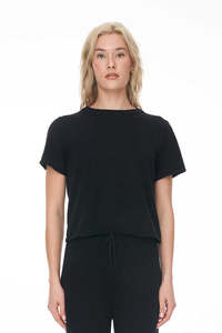 Womens Knitwear: HUFFER CRUISE KNIT TEE - BLACK