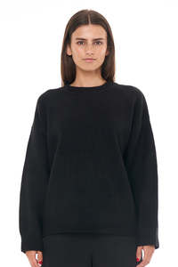 Womens Knitwear: HUFFER ELLE KNIT CREW - BLACK