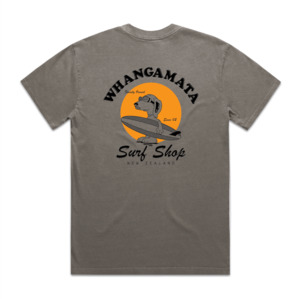 WHANGAMATA SURF SHOP HEAVY SURF DOG TEE - FADED GREY