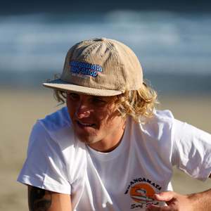 WHANGAMATA SURF SHOP BUBBLE LOGO CORD CAP - KHAKI