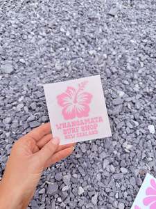 WHANGAMATA SURF SHOP HIBISCUS FLOWER STICKER - PINK