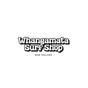 Stickers: WHANGAMATA SURF SHOP BUBBLE LOGO STICKER - WHITE BASE W/ BLACK PRINT