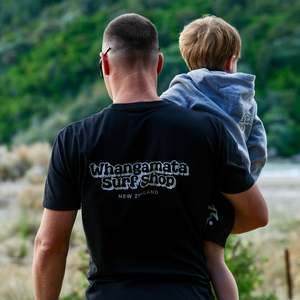 WHANGAMATA SURF MENS BUBBLE LOGO TEE - BLACK