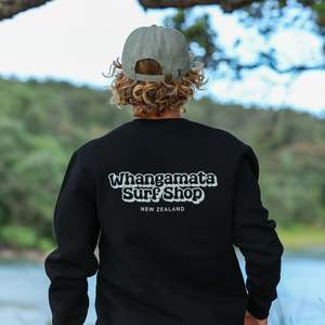 WHANGAMATA SURF MENS BUBBLE LOGO CREW - BLACK