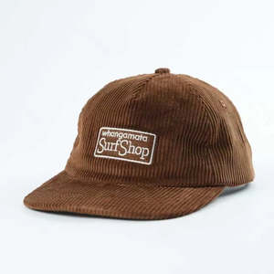 Whangamata Surf Caps: WHANGAMATA SURF SHOP BOX LOGO CORD CAP - BROWN