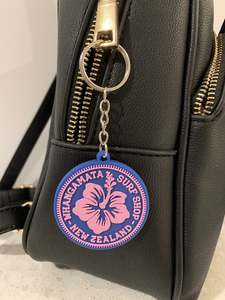 Whangamata Surf Keychains: WHANGAMATA SURF SHOP HIBISCUS PATCH KEY CHAIN