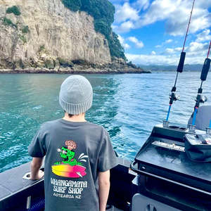 Whangamata Surf Boys: WHANGAMATA SURF BOYS AOTEAROA TEE - CHARCOAL