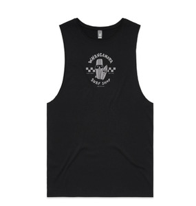 Whangamata Surf Mens: WHANGAMATA SURF SHOP SURF DUDES SINGLET - BLACK