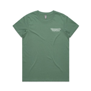Whangamata Surf Womens Tees: WHANGAMATA SURF WOMENS BUBBLE LOGO TEE - SAGE