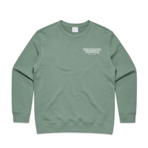 Whangamata Surf Womens Hoodies: WHANGAMATA SURF WOMENS BUBBLE LOGO CREW - SAGE