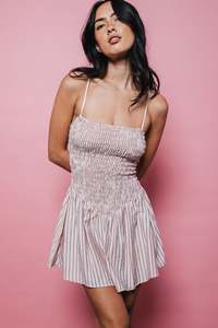 New Arrivals 2 0: RUSTY MIMI SMOKED STRIPE MINI DRESS - PST