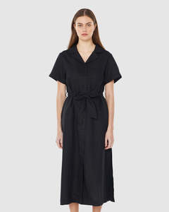 HUFFER LIN-IN SS DAZE MIDI DRESS - BLACK