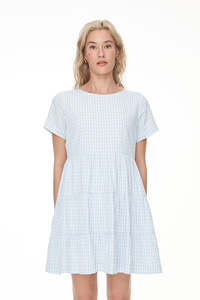 Sale: HUFFER WOMENS CELINE MILLY DRESS - BLUE/WHITE