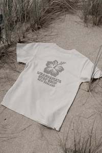 WHANGAMATA SURF SHOP GIRLS HIBISCUS BLOOM TEE - FADED BONE