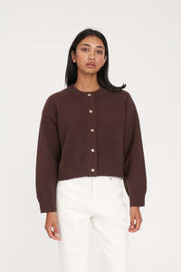 Huffer: HUFFER Elle Crop Cardigan Chestnut