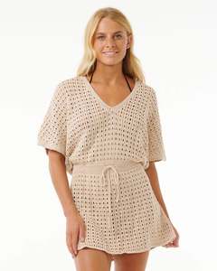 Sale: RIP CURL THE SEARCH CROCHET COVER UP - OFF WHITE