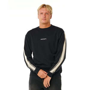 Rip Curl: RIP CURL INNER VISIONS STRIPE KNIT CREW BLACK