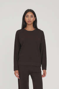 HUFFER Merino Neve Crew Chestnut