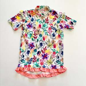 Swimwear: Plum Floral Rashie, Size 2