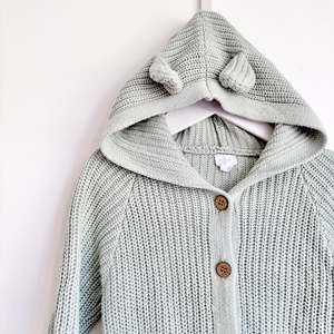 Jamie Kay Bear Knit Onesie, Size 1 (Mist)