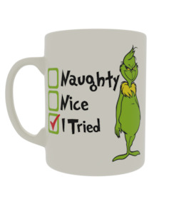 Popular Mugs: Naughty, Nice, I tried