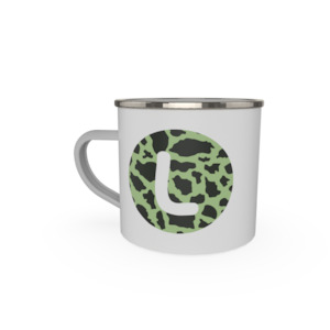 Enamel Mugs: Letter - cheetah print - green