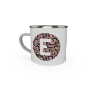 Enamel Mugs: Letter - cheetah print - brown pink