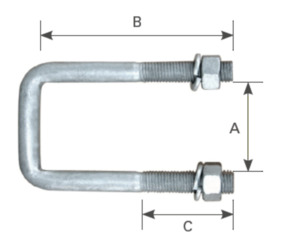 Spring Sets: Square U-Bolt 135mm - UB102135