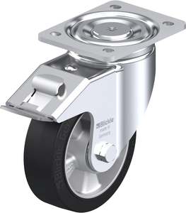 150mm Elastic Rubber - Swivel Plate & Brake- 400kg capacity