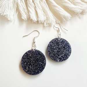 Summer Speckled Round Earrings - Black Glitter