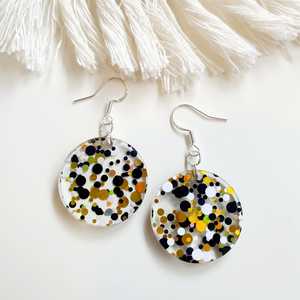 Summer Speckled Round Earrings - Black, White & Gold