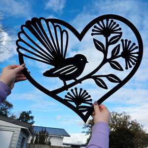 Pohutukawa Fantail Heart Decor