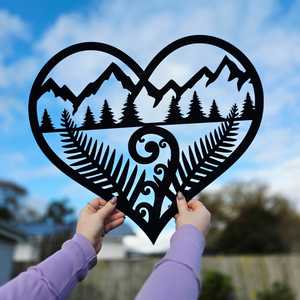 Nz Decor: Mountain Fern Heart Decor