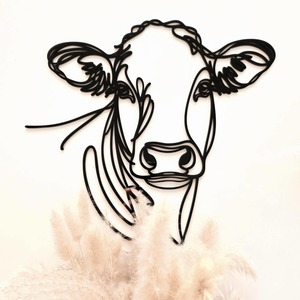 Nz Decor: Line Art Cow Head Décor
