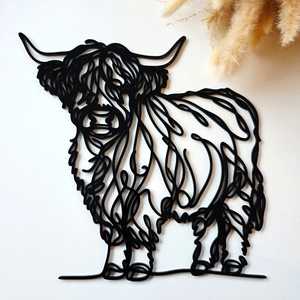 Line Art Highland Cow Décor
