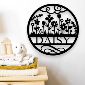 Child Bedroom Ideas: Personalised Floral Name Round