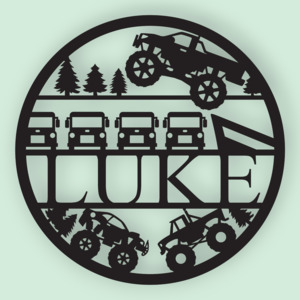 Child Bedroom Ideas: Personalised Trucks Name Round