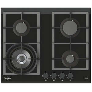 Gas Cooktops: 60cm 4 Burner Gas Cooktop In Black Glass