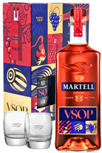 Brandy Cognac: Martell VSOP Cognac + 2 glasses Gift Pack 700ml