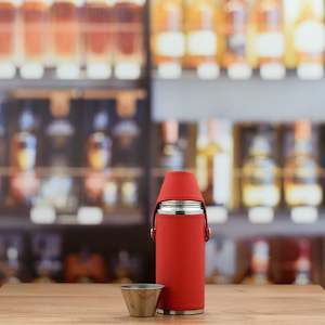 Red Leather 8oz Hunter Flask