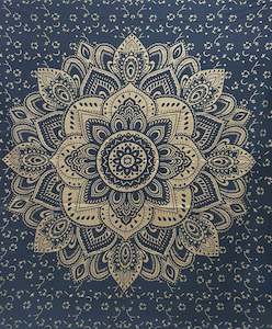 Gold & Black Mandala Tapestry Double