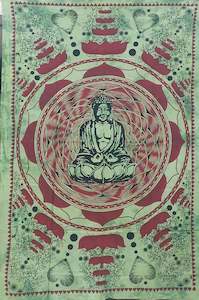 Tapestries: Green Buddha Tapestry Single