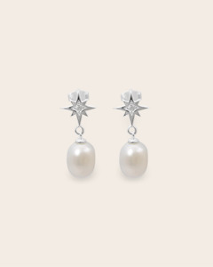 Starkeeper Polaris Star Pearl Drop Earrings