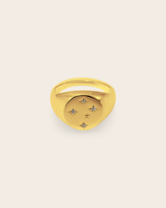 Starkeeper Southern Cross Signet Ring Gold Plated