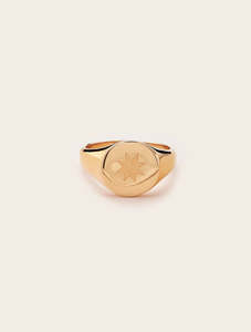 Starkeeper Bright Star Signet Ring Gold Plated
